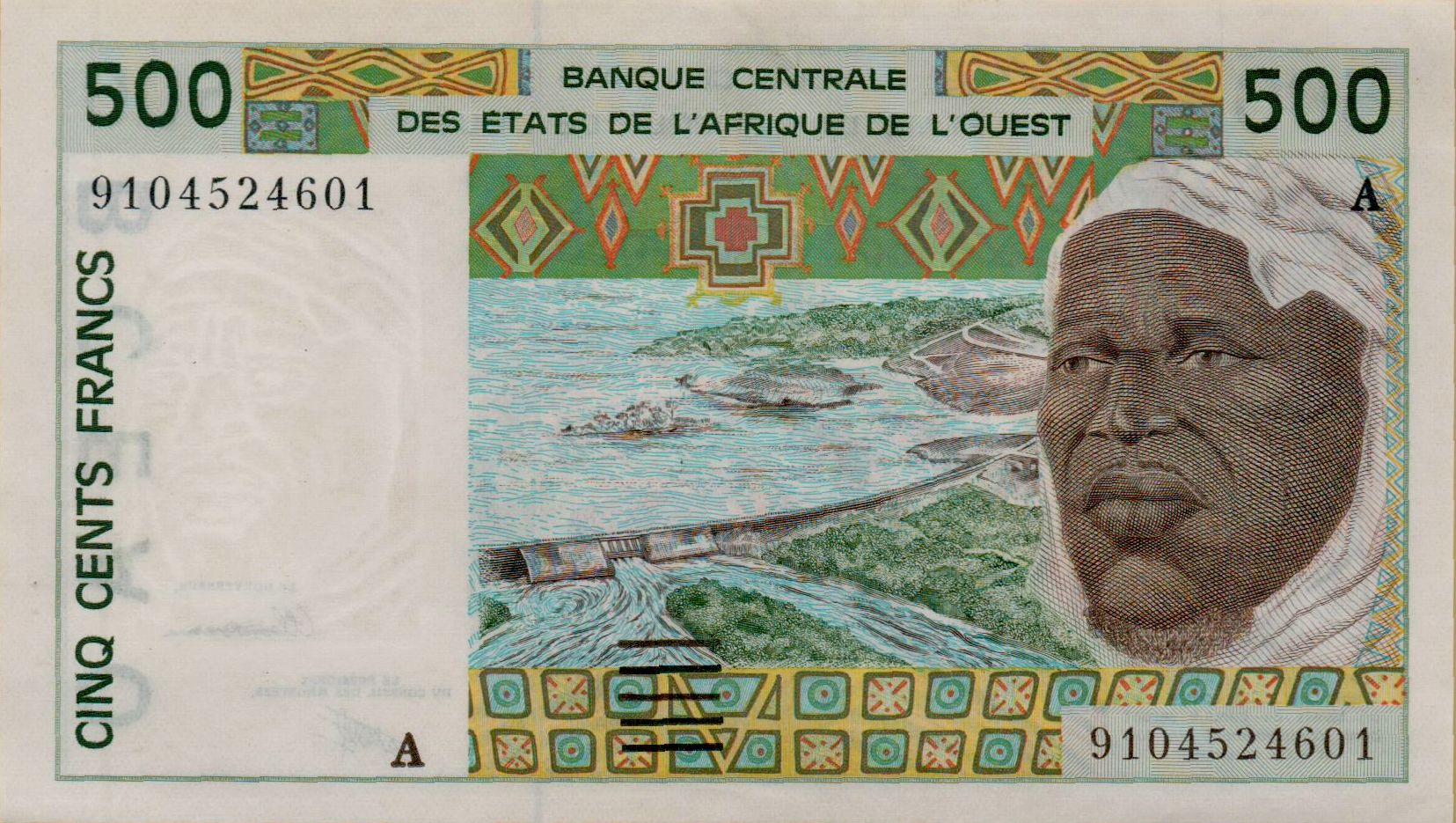 Ivory Coast (W.A.S) 500 1991 UNC P-110A/a
